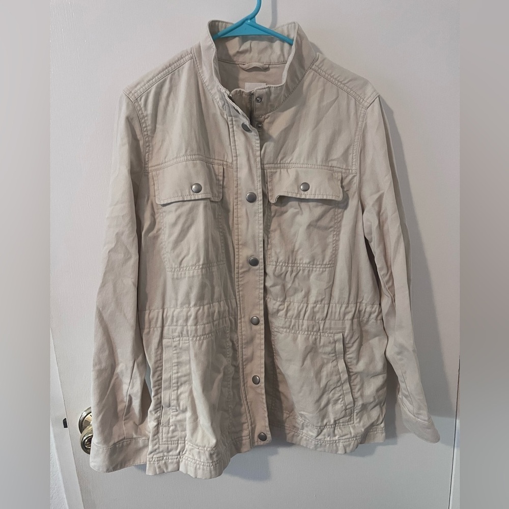 GAP Core Utility Jacket Beach Pebble Cotton Twill Large
